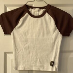 Brown and white crop top